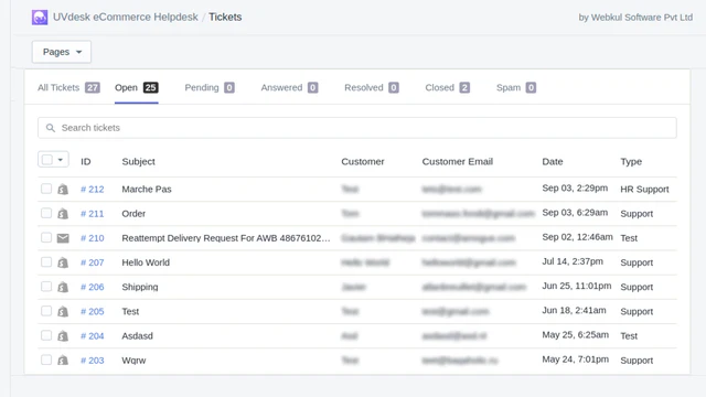 Visualização de Ticket do Admin do Helpdesk Shopify