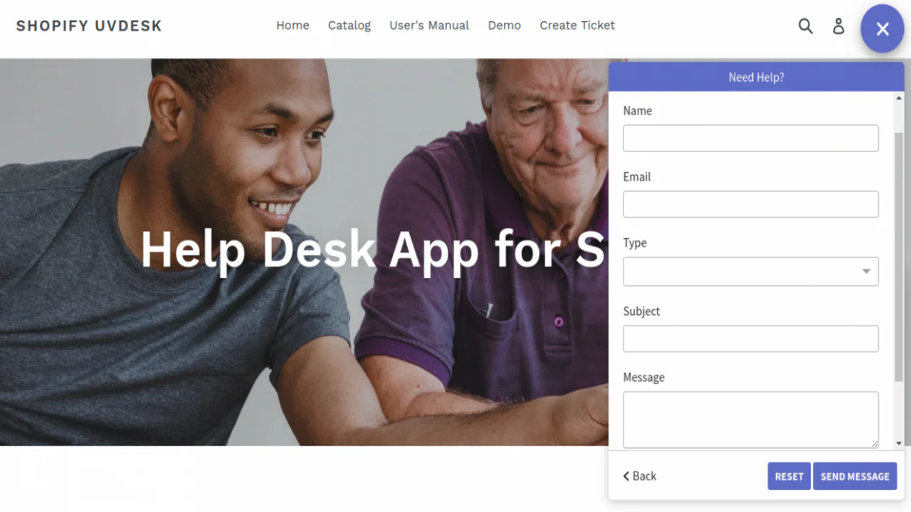 Shopify Helpdesk Binaka en Form configuratie