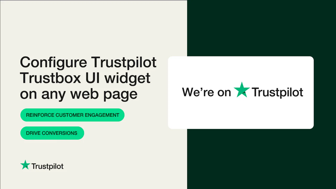 Konfigurer Trustpilot UI Widget på enhver webside