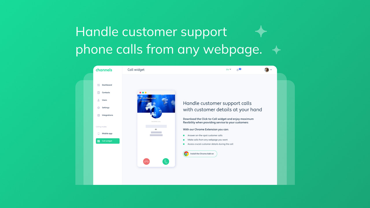 Click To Call Widget in Channels
