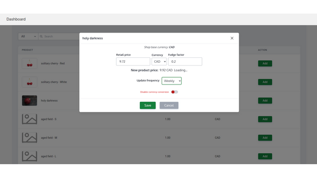 Configuration de la conversion de devise