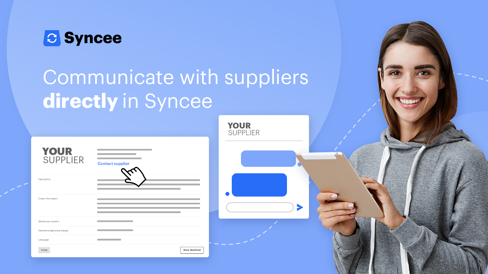 Comunicar directamente com os fornecedores em Syncee