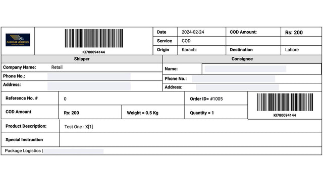 Generate label and apply on package.