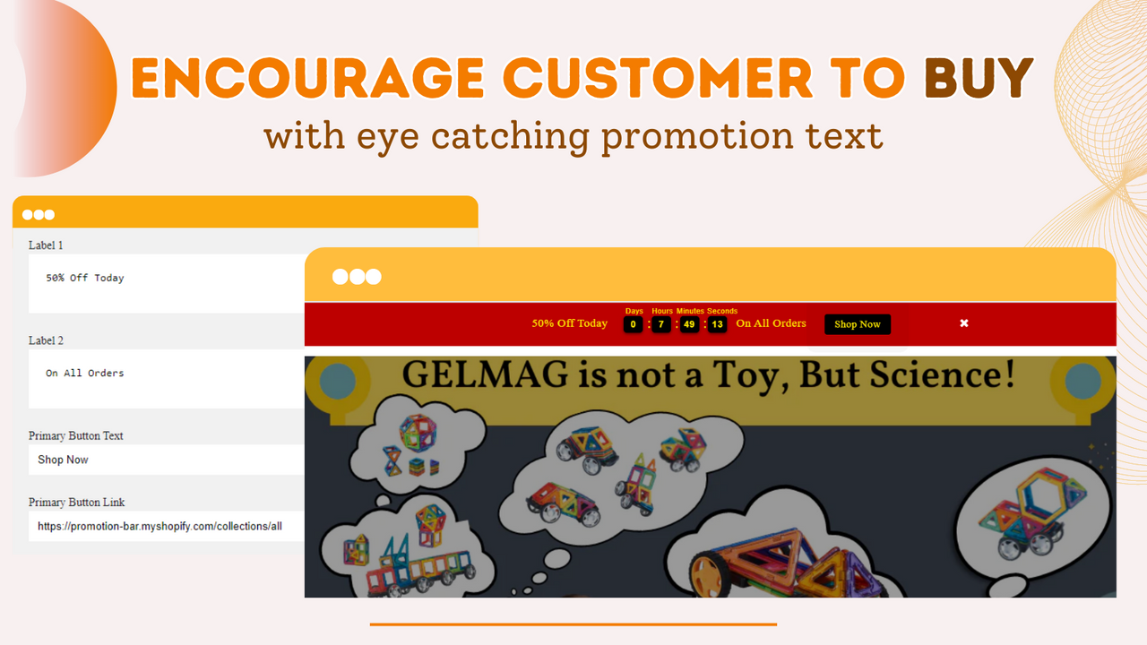 Encourage Customer to Buy with eye catching promotion text