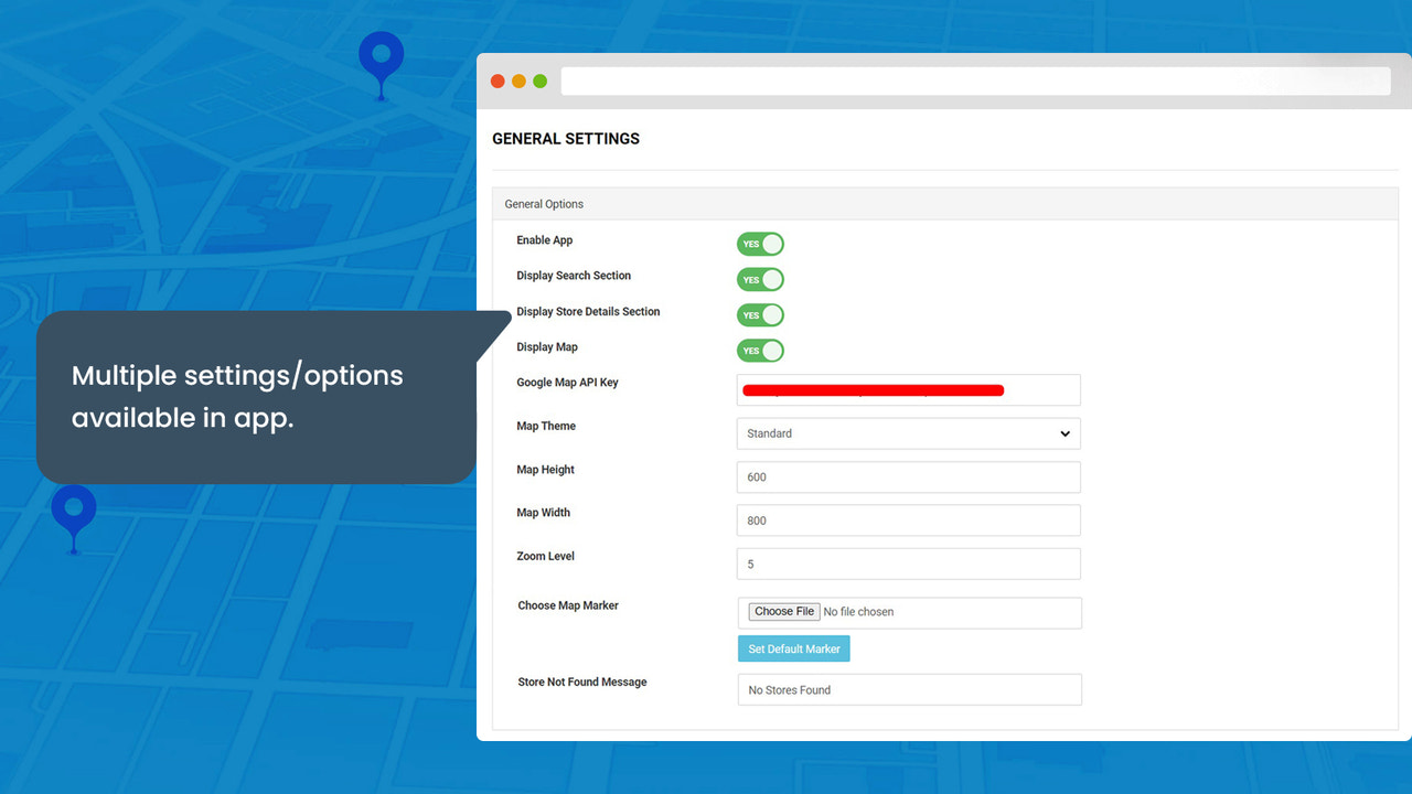 Backend de l'application - Paramètres généraux