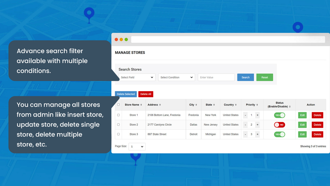 Backend do aplicativo - Gerenciar Localizações de Lojas