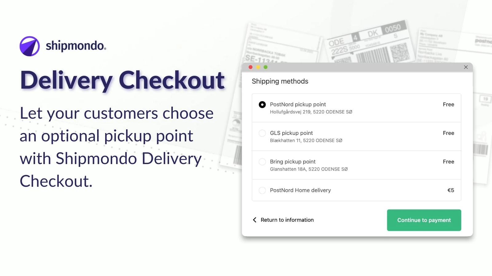 Let your customers choose pickup point and parcelshop