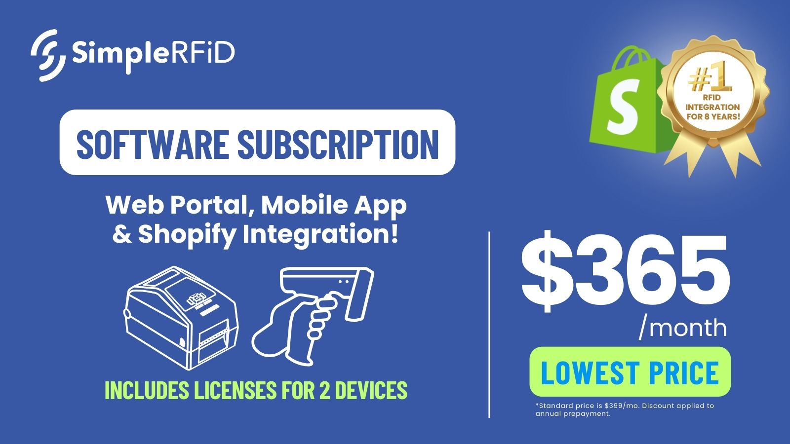 Software Subscription 2 Device License $365/mo (annual rate)
