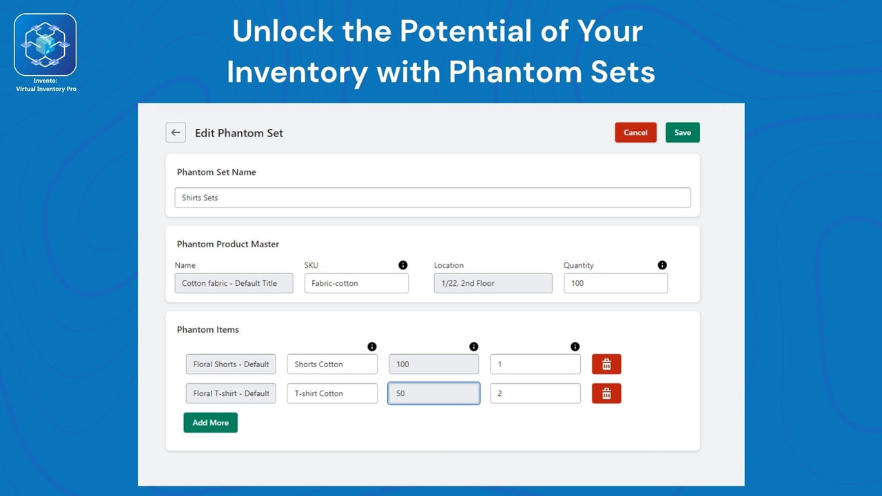 Phantom product settings