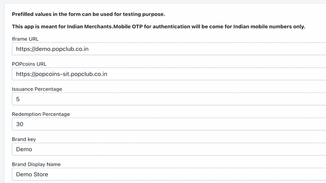 POPcoins Admin settings