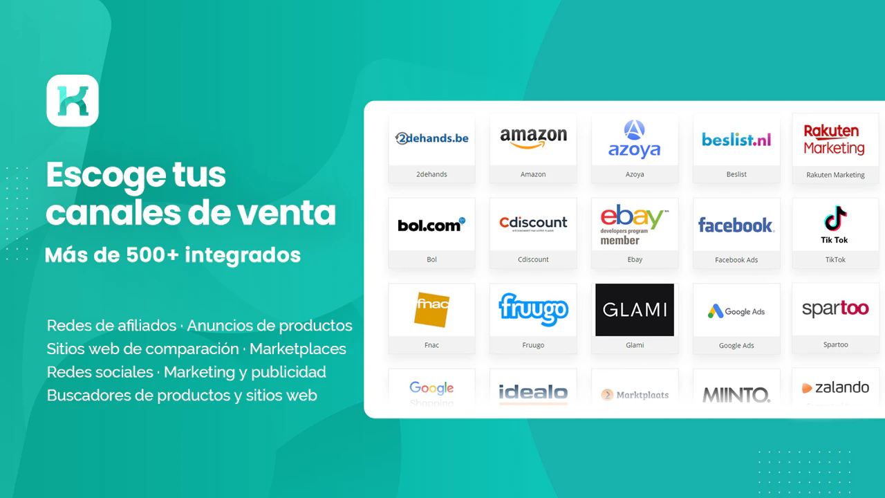 pintrest, facebook, google shopping, amazon, ebay, miinto, bol