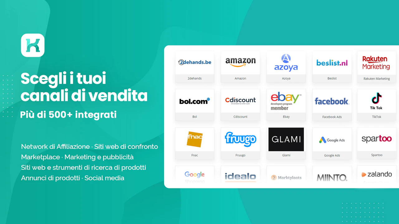 pintrest, facebook, google shopping, amazon, ebay, miinto, bol, 