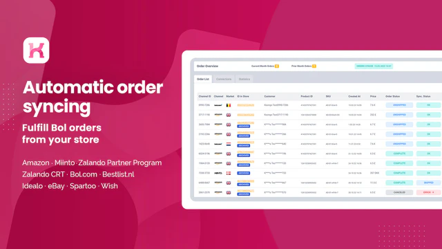 Zalando fulfilment, eBay, Bol, Idealo synchronisation des commandes