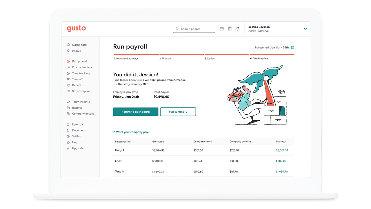 Execute a folha de pagamento com Gusto