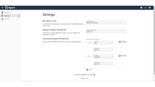 Configuraciones de Agora