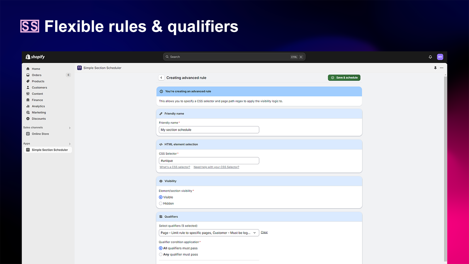 Simple Section Rules Scheduler Screenshot