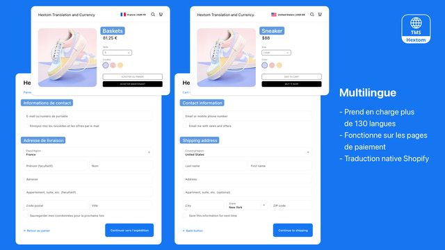 Hextom: Traduction & Devise, localisation pour les Shopify