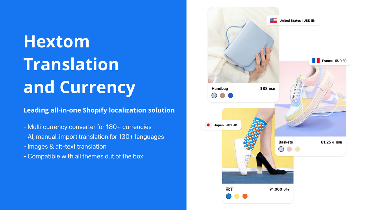 Hextom: Translate & Currency, lokalisatie voor Shopify winkels