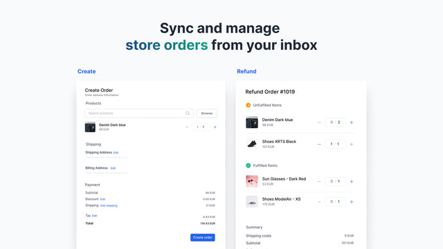 Sync and manage your orders from your inbox