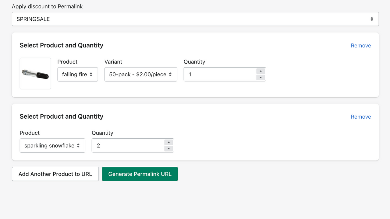 Create permalinks with pre loaded carts