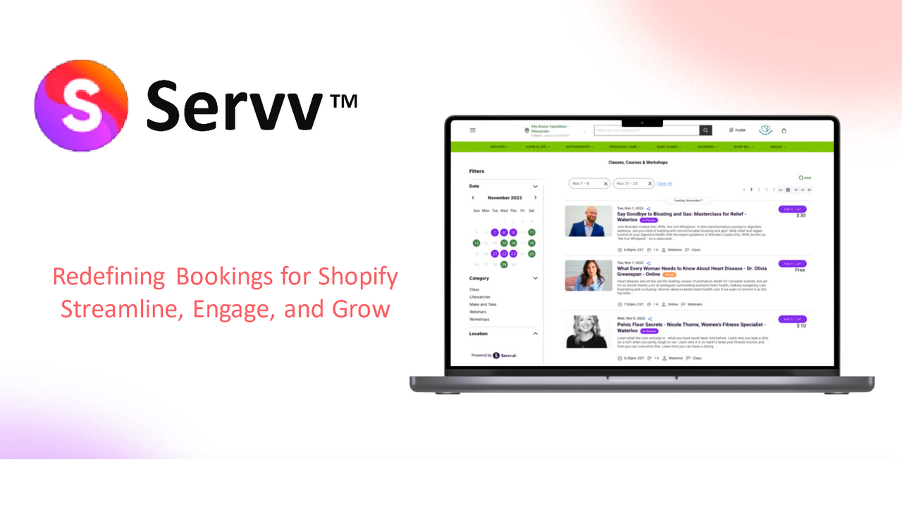 Servv AI: Begivenheder og aftalebookinger for Shopify