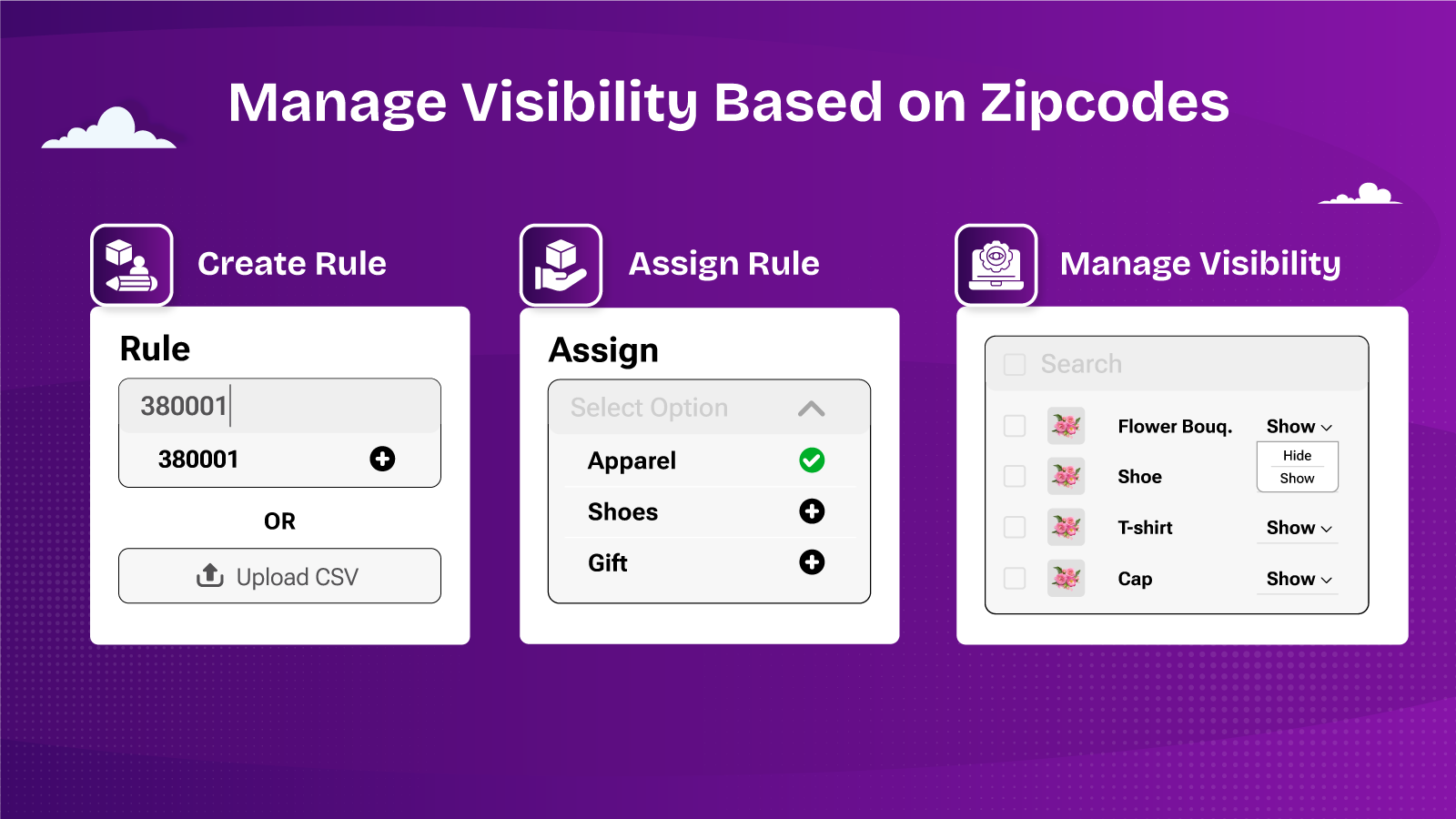 Manage Visibility Based on Zipcodes
