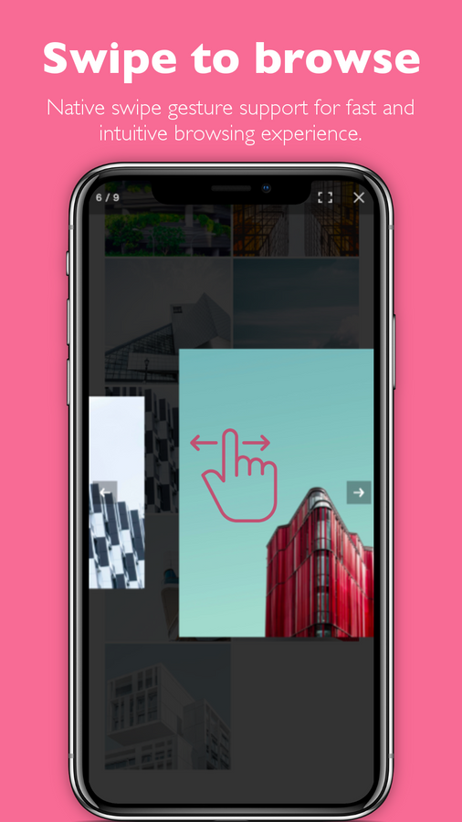 Balayez entre les images de la galerie sur mobile pour une navigation intuitive