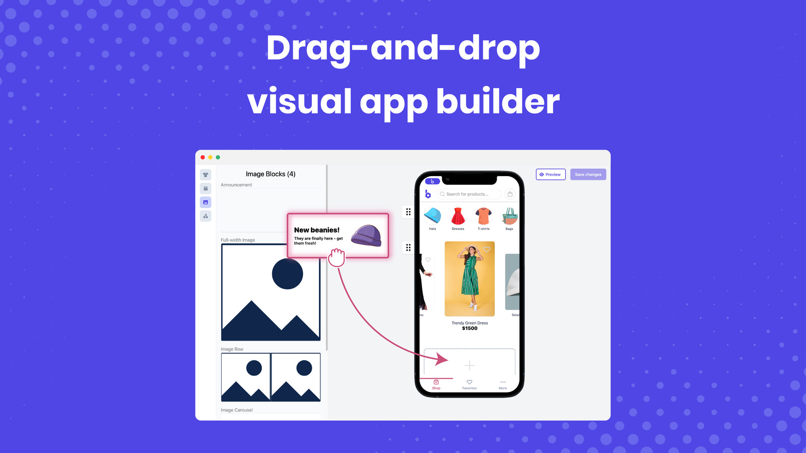 Drag-and-drop visuel mobilbygger