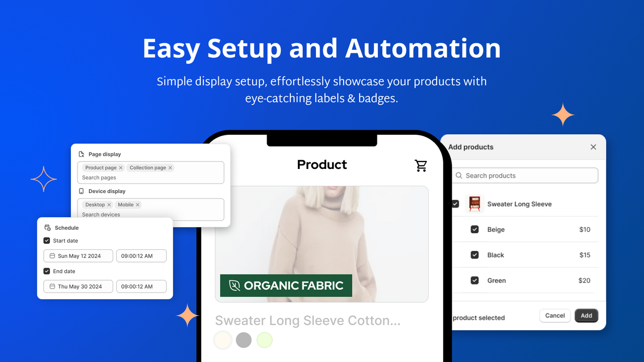 Easy Setup and Automation with product labels & product badges
