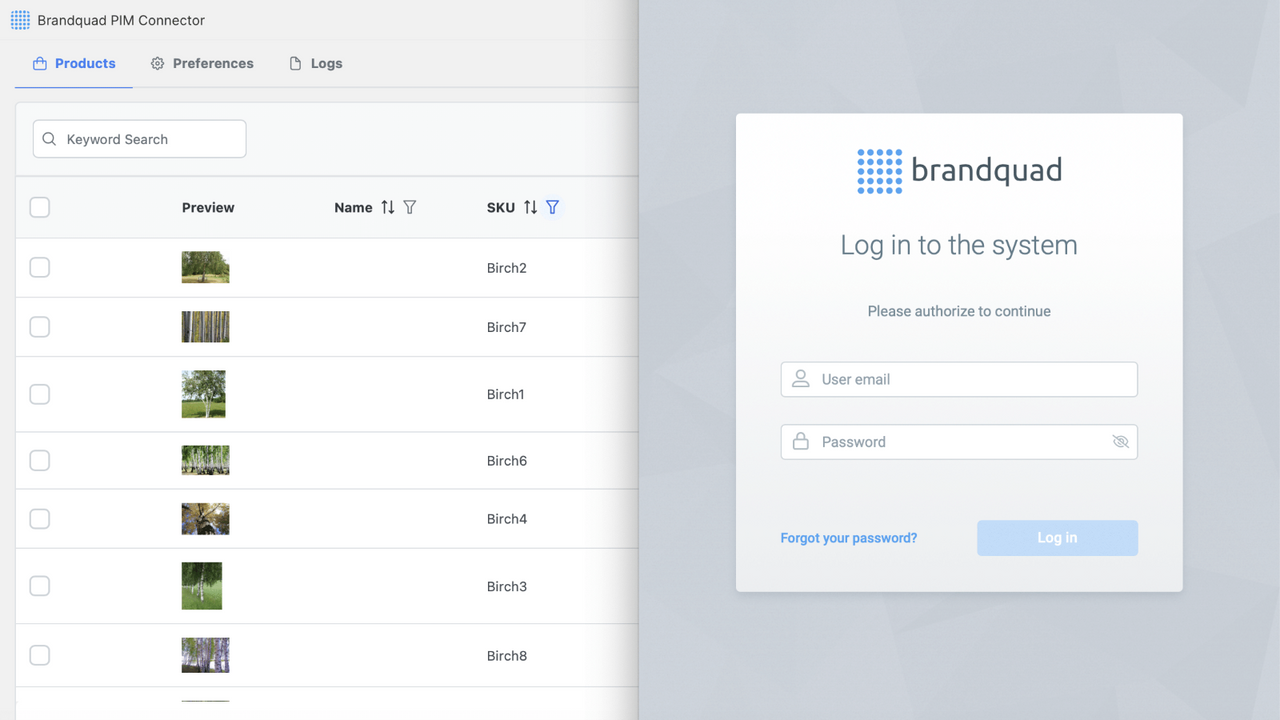 Brandquad PIM Connector Screenshot