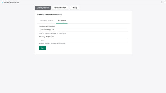 Gateway Account Configurations