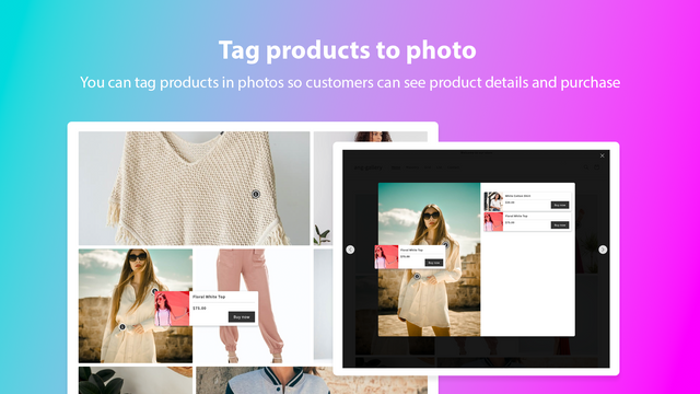 Gemakkelijk product taggen naar foto in galerij, lookbook