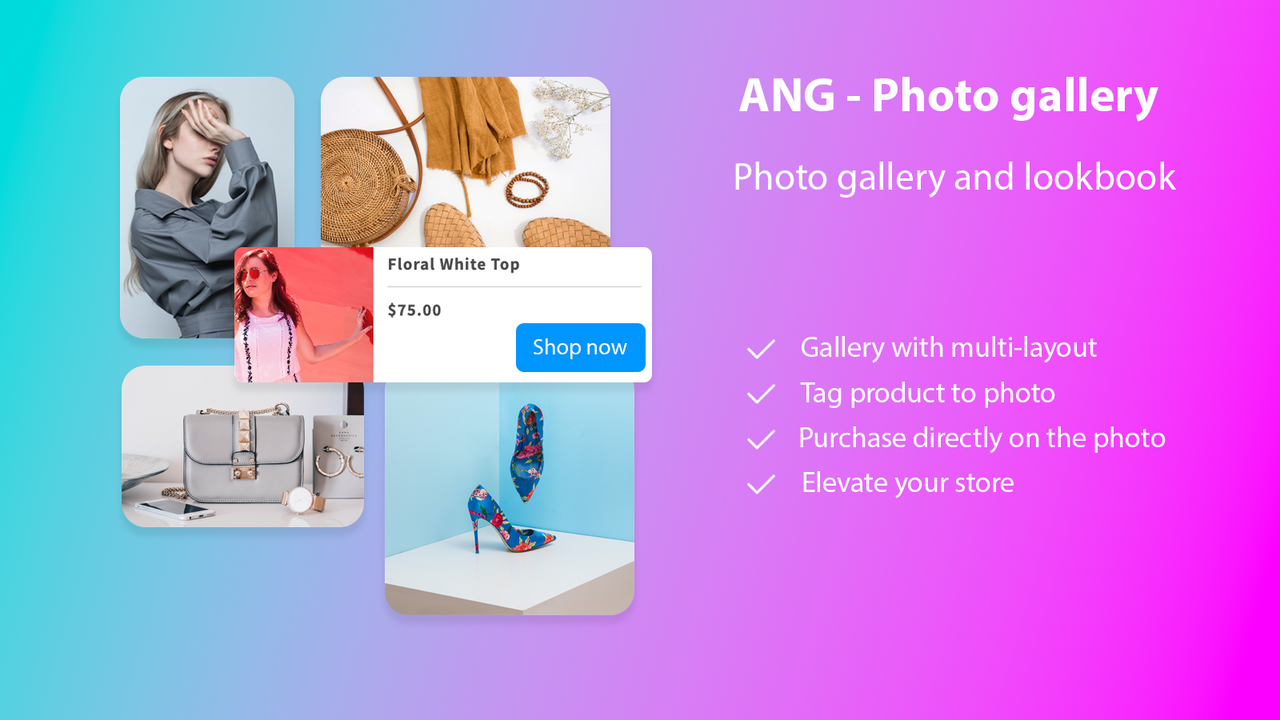 ANG - Fotogalerij, product tagging, lookbook