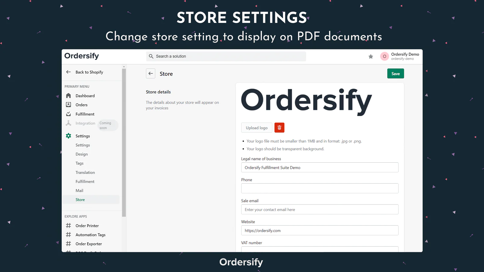 Store settings - Change store settings