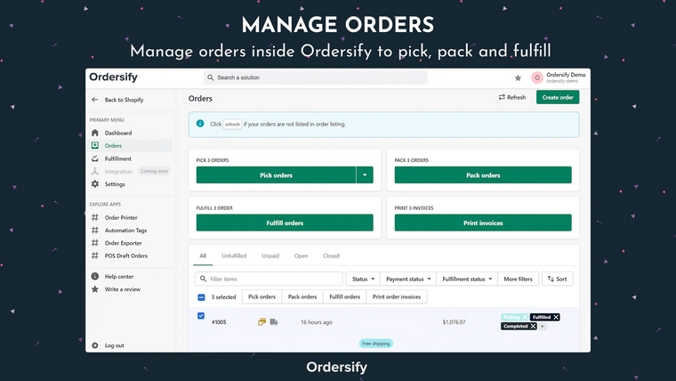 Ordersify Pick, Pack & Fulfill Screenshot