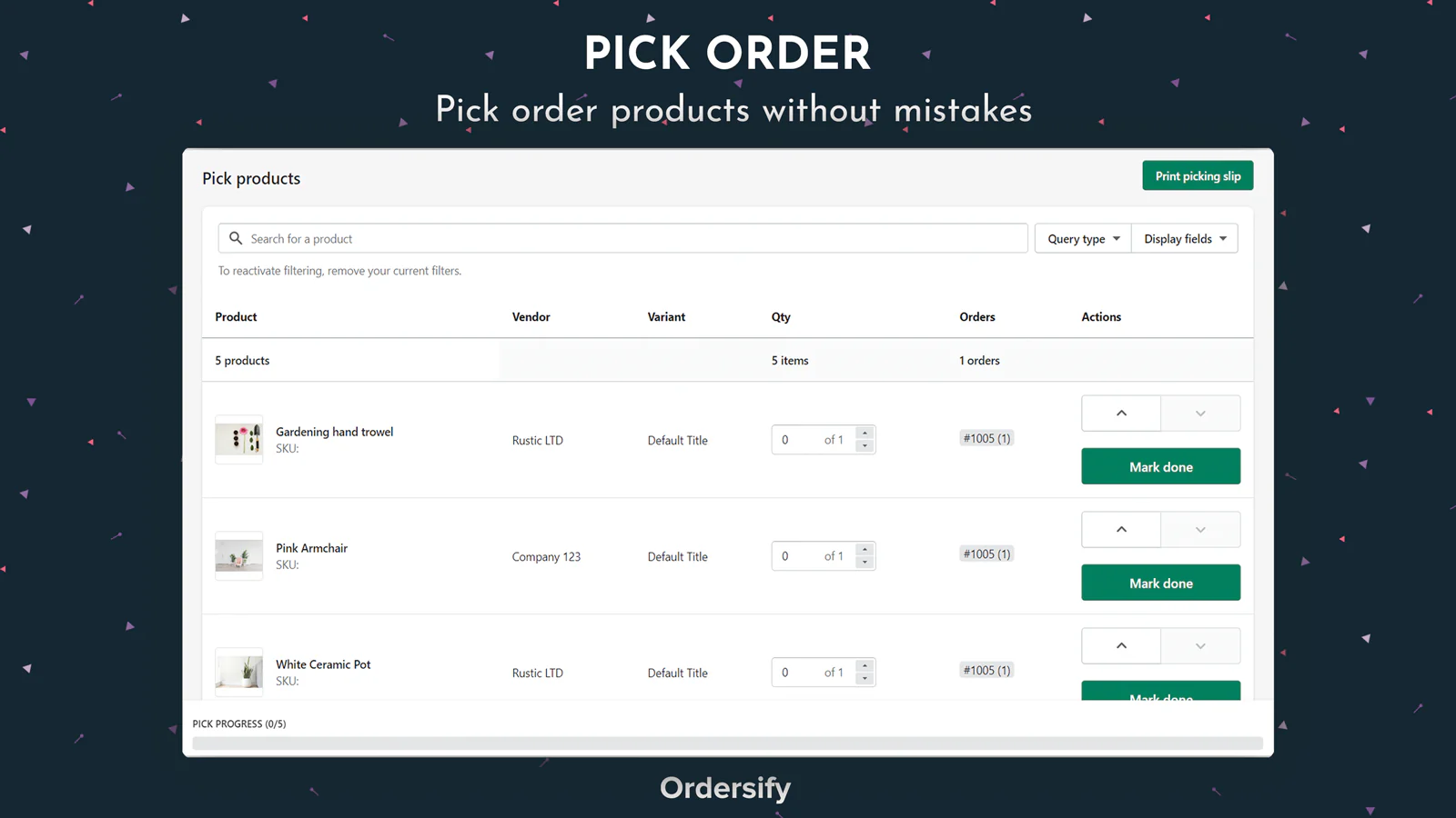 Pick orders - Pick order product without mistakes