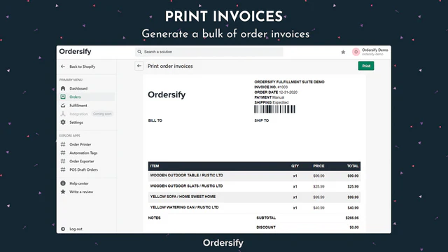 Imprimer les factures - Générer un lot de factures de commande