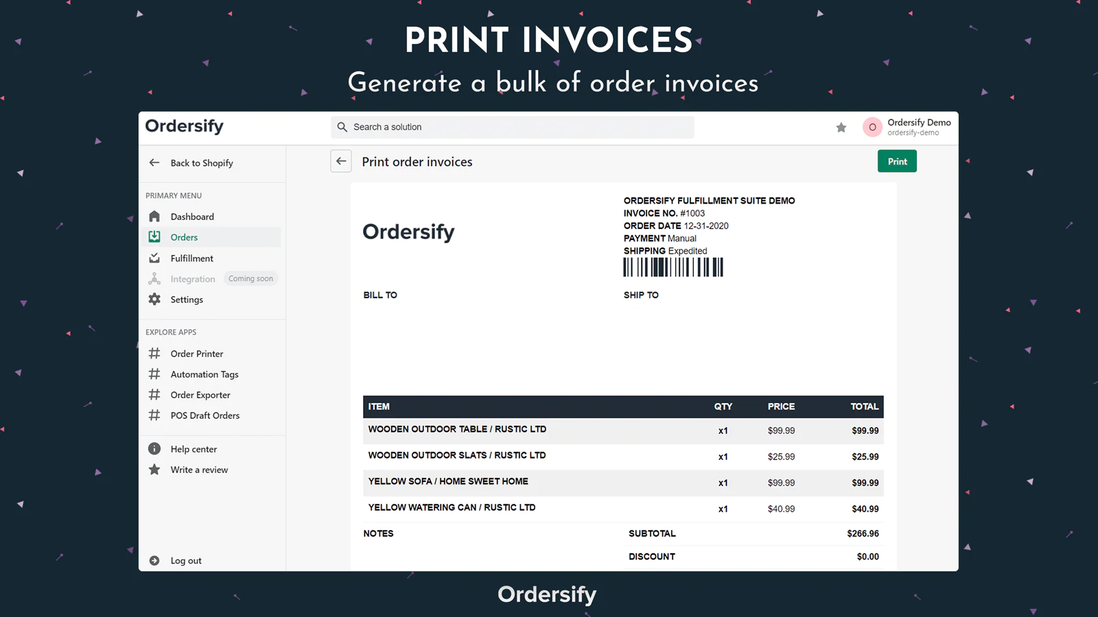 Imprimir facturas - Generar un lote de facturas de pedidos
