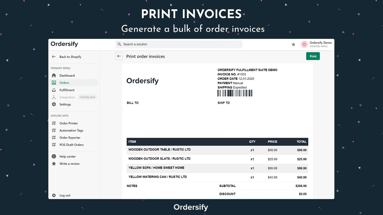 Imprimer les factures - Générer un lot de factures de commande