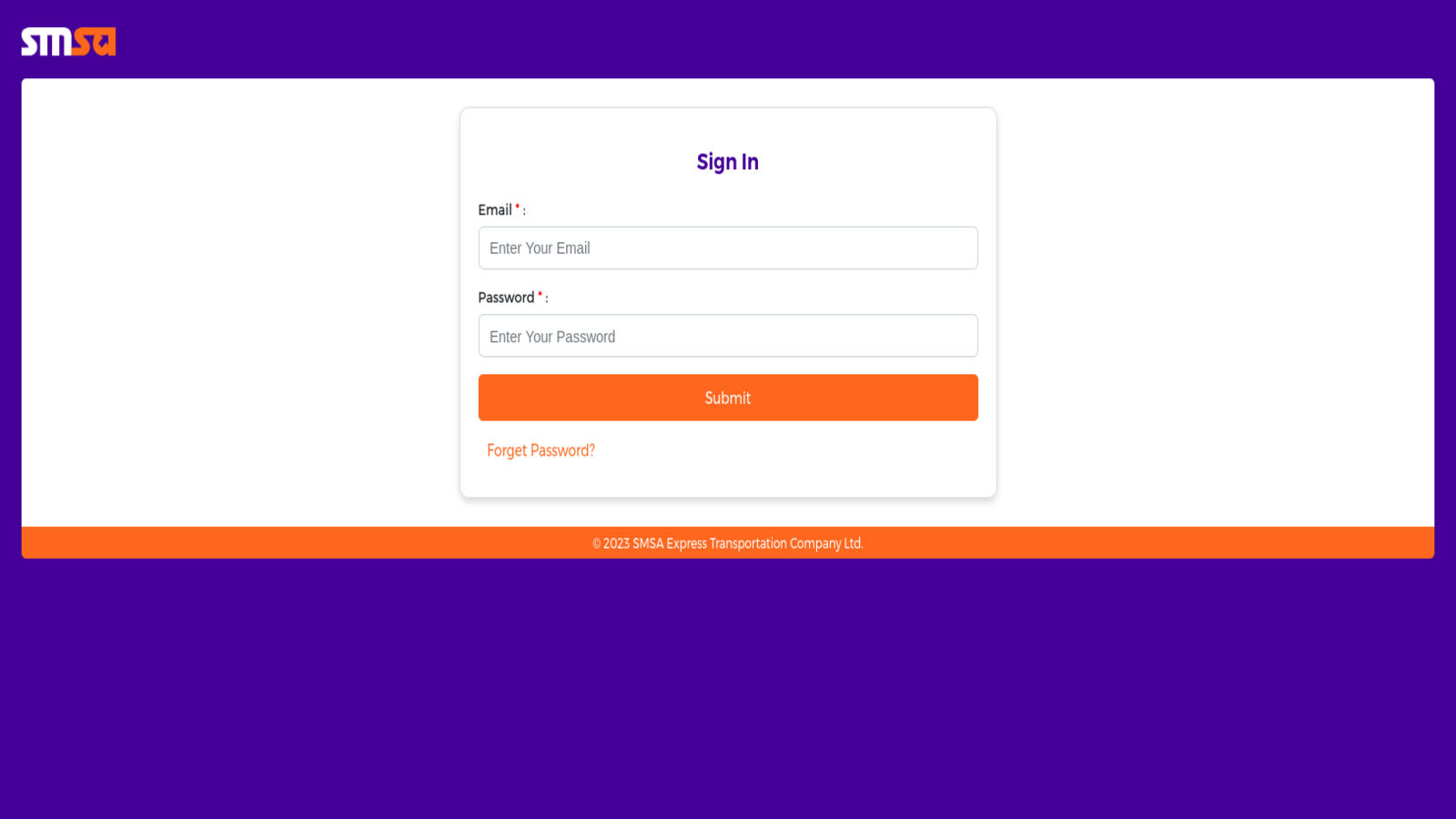 Login page