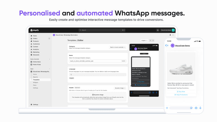 Back In Stock WhatsApp Alerts Screenshot