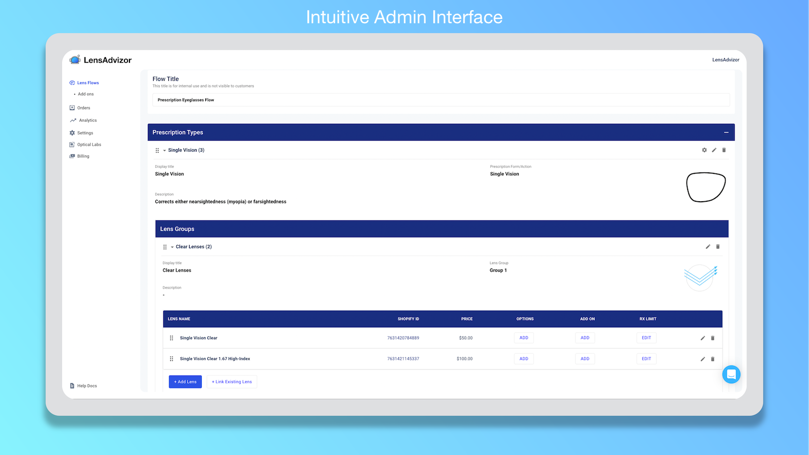 Interface de Administração Intuitiva