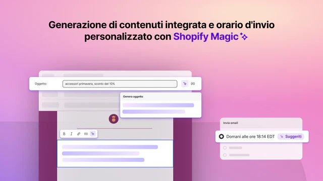 Generazione di contenuti integrata e orario d'invio personalizza