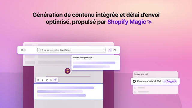 Génération de contenu intégrée et délai d’envoi optimisé