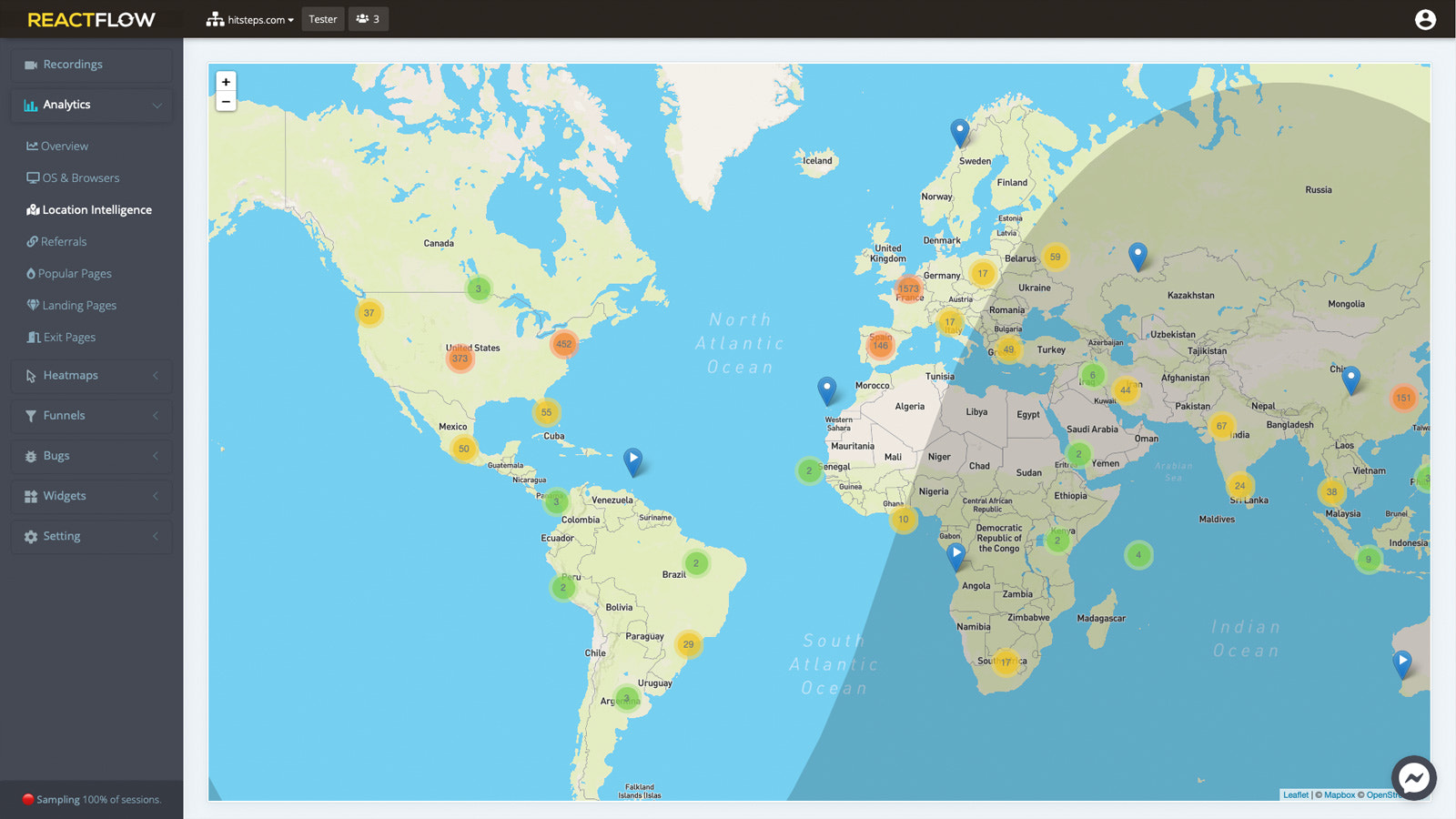 Filter en bekijk bezoekers op basis van hun geolocatie