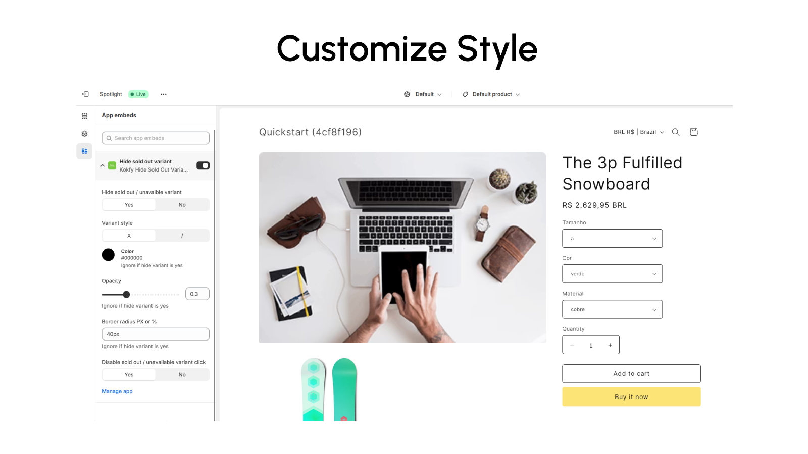 kokfy esconda variantes editor de tema shopify