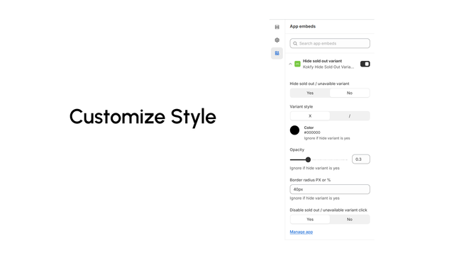 customize variant style of sold out variants shopify