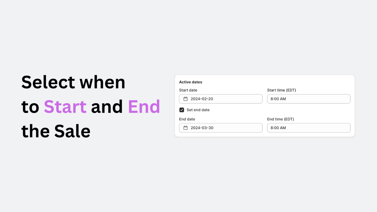 Select when to Start and End the Sale