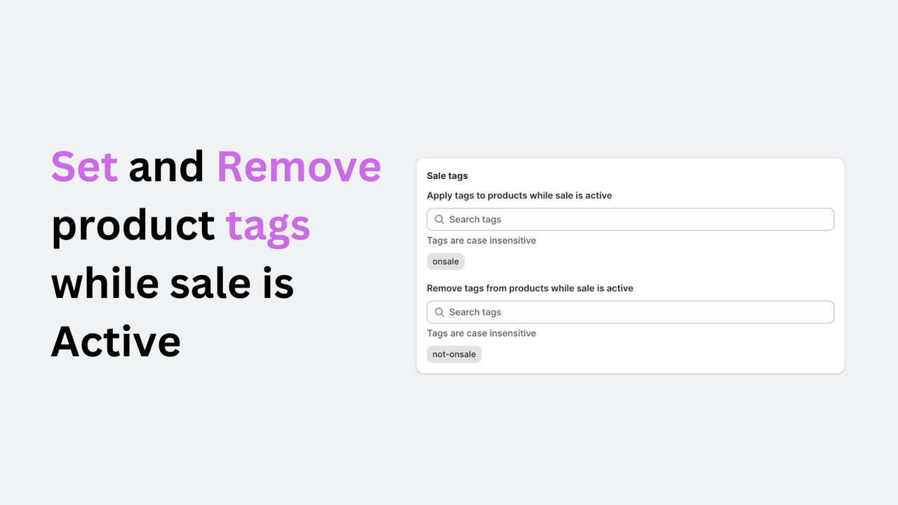 Set and remove product tags while sale is active