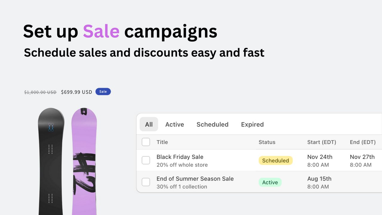 Set up Sale campaigns easy and fast